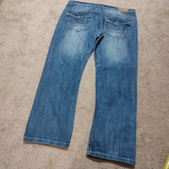 SMOKE RISE DNM, Men's Distressed Straight Leg Denim Jeans, size 44X34 EUC - Picture 7 of 13